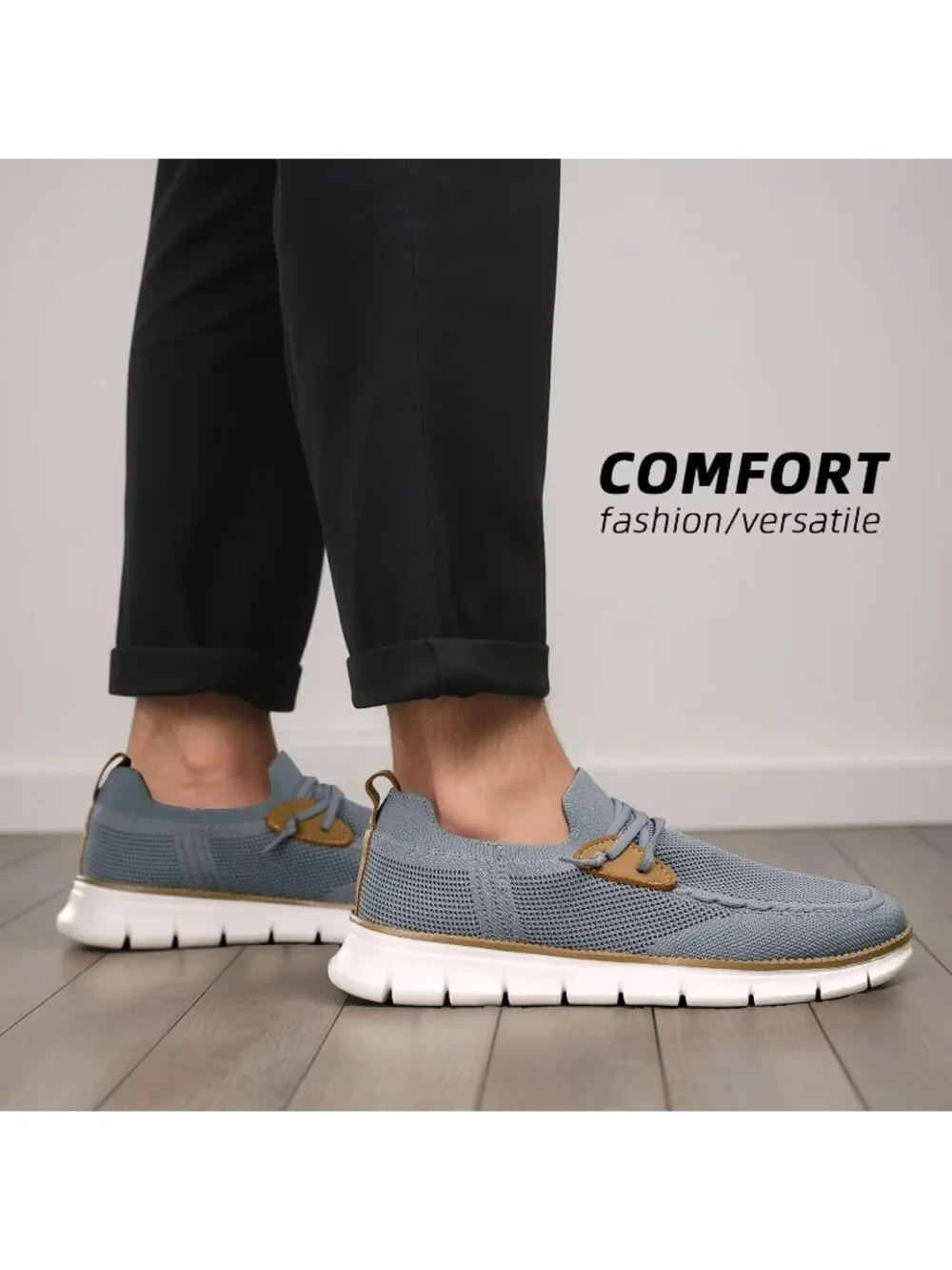Men's Grey White Loafers Slip On Walking Dress Casual Business Oxfords Sneakers